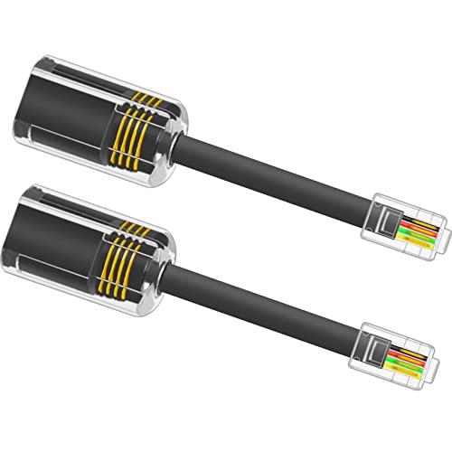 NECABLES (2 Pack) Phone Cord Detangler Telephone Cord Detangler Handset Cord Detangler Phone Swivel Cord RJ9 4P4C Male to Female for Desk Phone Landline Black