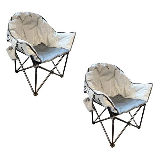 OLPRO Olympus XL Camping Chairs Set of 2 – Grey, Comfy Folding Chairs with Cup Holders & Carry Bags, Heavy Duty 130kg Weight Limit – Ideal for Camping, Garden & Outdoor Use