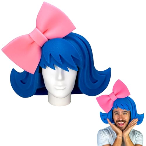 Foam Wig with Large Bow - Foam Party Hats for Adults, Silly Wig Costume, Huge Crazy Wigs Women, Oversized Party Hat, Crazy Hats for Adults, Giant Headwear Costume Accessory for Parties and Events