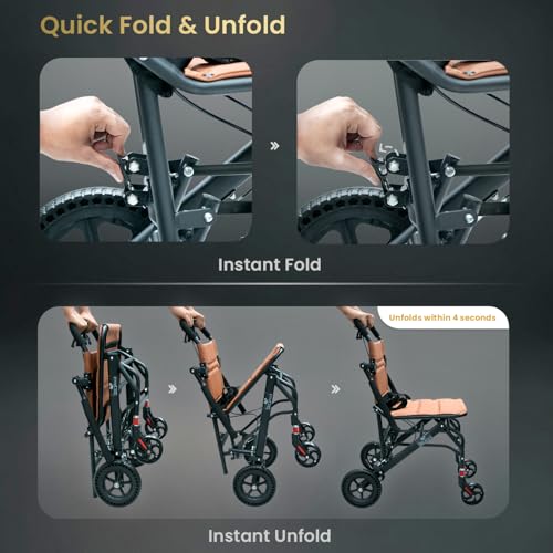 Image of EASYCARE - Portable, Metal, with Attendant Break, feature Safety Belt, Back Pocket and Carry Bag, Easy for Mobility Travelling Wheelchair (Without Handle)