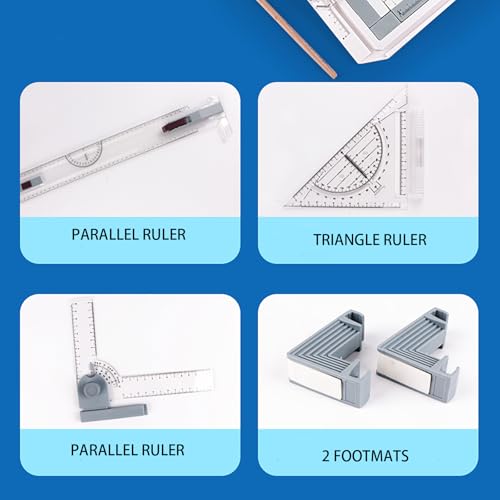 NEWFUN Tablero Dibujo Tecnico A3, Tablero de Dibujo, Tablero de Dibujo Multifuncional para Dibujo Técnico en la Oficina A3 con Transportador, Carril de Dibujo Paralelo, ángulo Ajustable - imagen 4