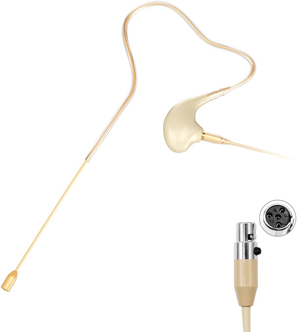 KIMAFUN Headset/Headworn Microphone Single Earset Ear-hook Over Ear Hanging Condenser Mic Compatible with Shure Wireless System Bodypack Transmitter, Ideal for Performance, Theater, Lecture – Beige D4 KIMAFUN Headset/Headworn Microphone Single Earset Ear-hook Over Ear Hanging Condenser Mic Compatible with Shure Wireless System Bodypack Transmitter, Ideal for Performance, Theater, Lecture – Beige D4