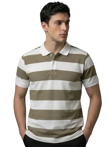 Image of XENOVAURBAN Polo t Shirt for Man | Striped Pattern Mens Cotton Polo Neck T-Shirt with Collar | Regular fit | Breathable and Soft - Polo-Striped-P
