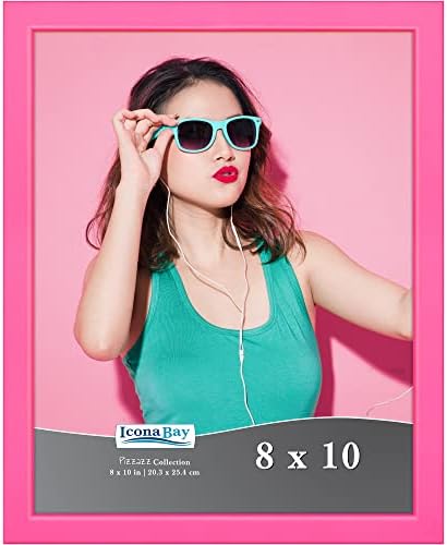 Icona Bay 8x10 Picture Frame, Pink Colored Solid Wood Scandinavian Style Frame for Photo, Pizzazz Collection