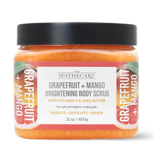 Image of Grapefruit & Mango Sugar Scrub - Exfoliating & Hydrating Body Scrub With Shea Butter & Vitmain C to Help Brighten & Soften Skin for a Radiant Glow, Body Care Exfoliator & Cleanser, 21oz