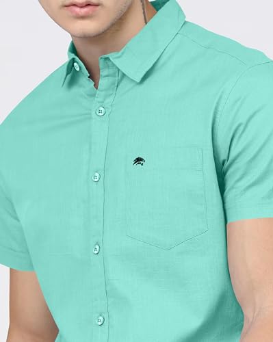 Image of BRUCEWANE Men's 100% Cotton Half Sleeve Shirt