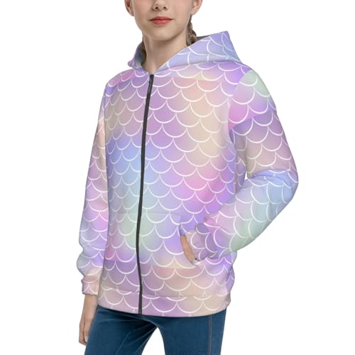 Fish Scale1 Kid Hoodies Boys Zip Up Sweatshirts Girls Pullover with Pocket