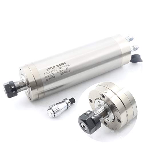 2.2KW Waterproof ER20 220V Water Cooled Spindle Motor Carved Metal 24000rpm 8A 80x246mm High Runout Off 0.01mm For CNC Router Milling Machine