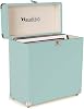 Audizio RC32 Vinyl Record Storage Case - Stylish LP Storage Case, Durable Record Case Holder with Soft Flannel Lining, Holds 30-35 Records, Sturdy Handle, Metal Latch & Hinge, Light Blue Finish