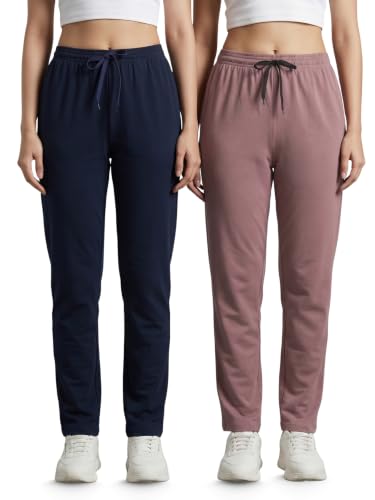 Image of Fflirtygo Cotton Solid Track Pant /Lounge Wear /Pocket Payjama �100% Export Quality Soft Cotton Night Wear /Pocket Pyjama for Women Combo Pack, Black & Blue Pyjama