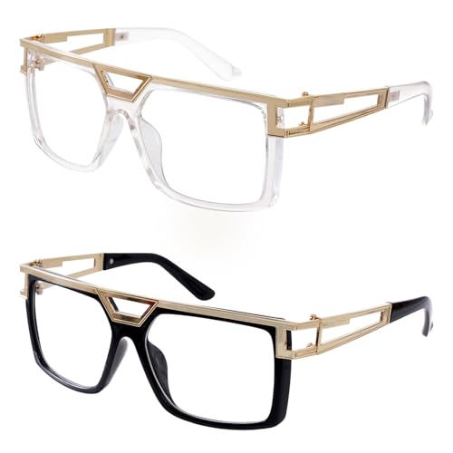 80s/90s Sunglasses 2 Pairs Clear & Black Unisex