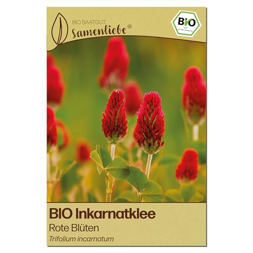 Samenliebe BIO Inkarnatklee Samen | Klee Bienenweide - Gründünger - samenfestes BIO Saatgut