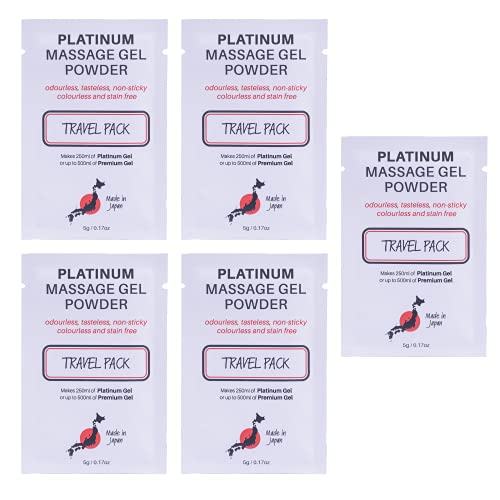 5 x Premium Nuru Massage Gel Powder | 5g Travel Sachet Makes 500ml/ 16.9 fl oz | Made in Japan Paraben & Glycerine Free