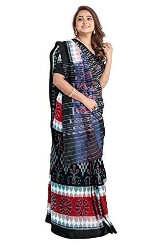 Image of Odisha Sambalpuri Handloom Ikat Women's Cotton Saree, Odisha Handloom Handmade Pure Cotton Khandua Saree, Ikkat Orissa Traditional Handloom Saree Without Blouse