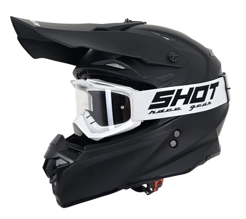 Stealth HS127 Adult Motocross Helmet Matt Black ECE 22.06 Approved MX Off-Road Helmet with ABS Shell Micrometric Buckle Removable Liner + Free Goggles Included (M)