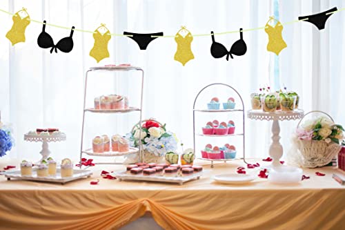 Bachelorette Banner Gold Black Glitter, Lingerie Party Decorations, Bachelorette Party Banner, Lingerie Shower Decorations, Bridal Shower Banner, Bra Panties Banner, Bachelorette Party Decorations #TOP6