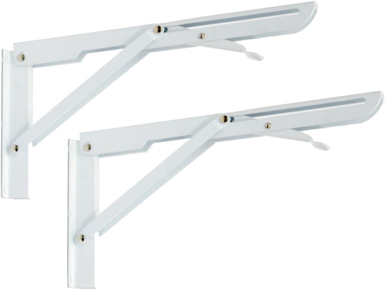 SagaSave Folding Shelf Brackets, Max Load 110 lb, Heavy Duty Cold Rolled Steel Folding Support Holder, Collapsible Shelf Bracket for Table Work Bench, Space Saving DIY Bracket, Pack of 2(10")