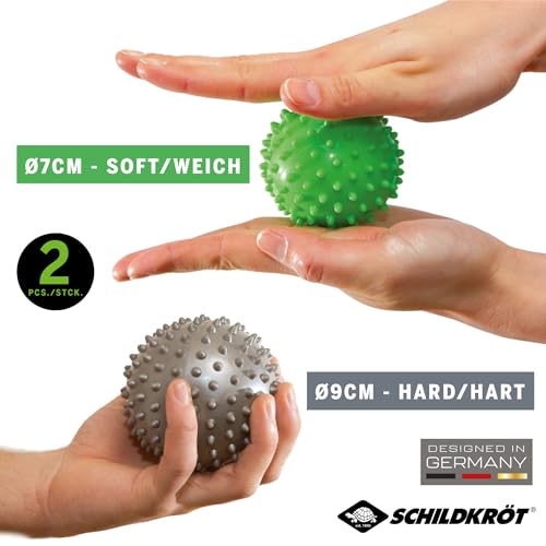 Foto von Schildkröt Massageball 2er Set I Noppenball für Hals, Rücken, Beine & Füße I Faszienball zur Selbstmassage, Triggerpunkt Therapie und zum Stressabbau I ein harter und ein weicher Igelball