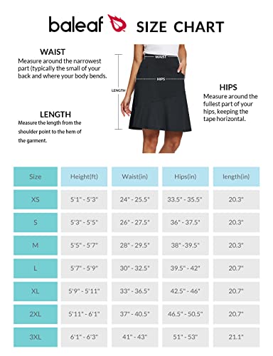 Baleaf Women's Knee Length Skorts Skirts 20" Golf Long Tennis Casual Pickleball Skirt Pockets Modest Lightweight Black 2Xl #TOP6