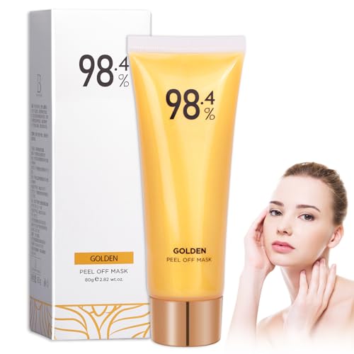 FOCUSUN Mascarilla Peel Off de oro, 98 % láminas doradas, máscara facial de oro de 24 quilates, antienvejecimiento, elimina espinillas, limpia los poros (1 unidad)