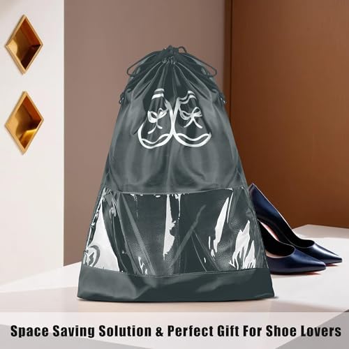 Image of Heart Home Pack of 24 Travel Shoe Organizer | Storage Bags | Travel Carrying Bag | Storage Organizers Set | Shoe Cover with Transparent Window | Shoe Dori Cover | Royal Blue & Gray