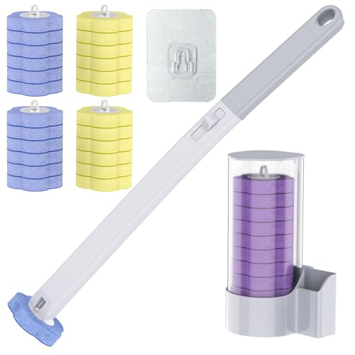 Disposable Toilet Brush With 36pcs Wand Cleaner Refills Wall Mounted Toilet Bowl Brush Holder Set Toilet Cleaning System For Bathroom Cleaning