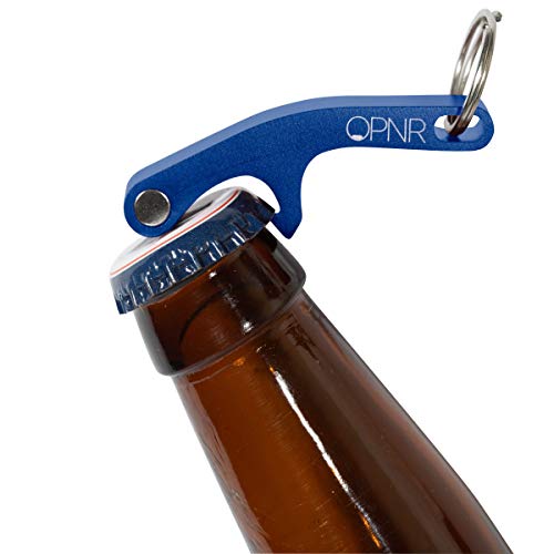 Opnr Mini Keychain Bottle Opener With Magnetic Lid Catch For Beer And Soda I Home Bar, Tailgating, And Bartender Use I Portable Manual Aluminum Lever I Catch Caps, Stick On Fridge! (Diode Blue) #TOP2
