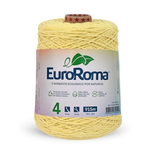 Barbante Colorido Euroroma 4/4-600 grs - 915 Metros Cor:AMARELO BEBE EUROROMA