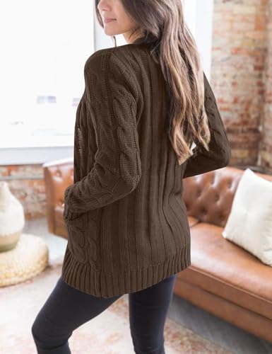 Image of MEROKEETY Womens Fall 2026 Long Sleeve Cable Knit Cardigan Sweaters