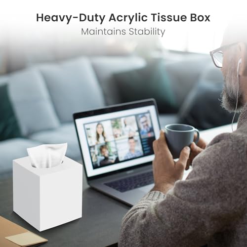 image for Chintu Tissue Box Cover, Square Modern Facial Acrylic Tissue Holder Na