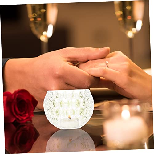 GOOHOCHY 2pcs Crystal Glass Candle Holder Clear Ornaments Tea Light Candles LED Candlelight Stand Wedding Candle Holder Taper Candle Holders Desk Candle Stand Decor Candle Light Candlestick
