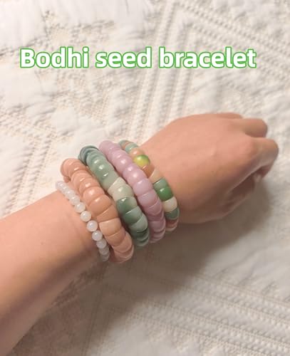 Image of Natural Bodhi Seeds Beads Bracelet, Zen Fidget Stretch Color Gradient Bracelet for Mind-Calming, Meditation Practice Beads Accessory for Women and Men