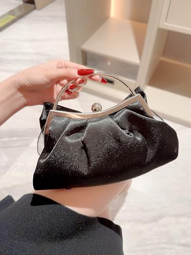 Image of Verdusa Women's Bowknot Evening Bag Ruched Clutch Purse Party Handbag with Chain Strap
