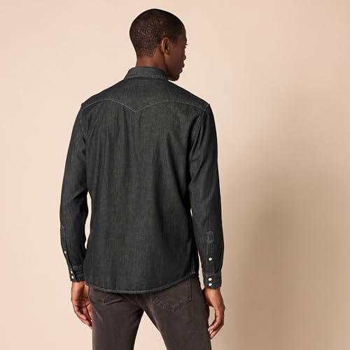 Image of Amazon Essentials Men's Slim-Fit Long-Sleeve Denim Western Style Cotton Shirt with Snap Buttons, Lightweight