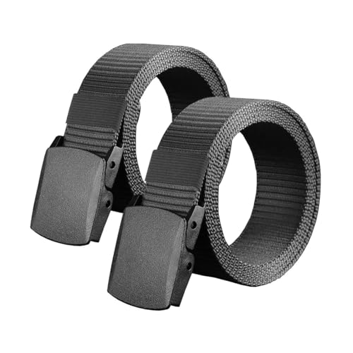 Heshebuy Nylon Canvas Belt with Automatic Buckle, Black