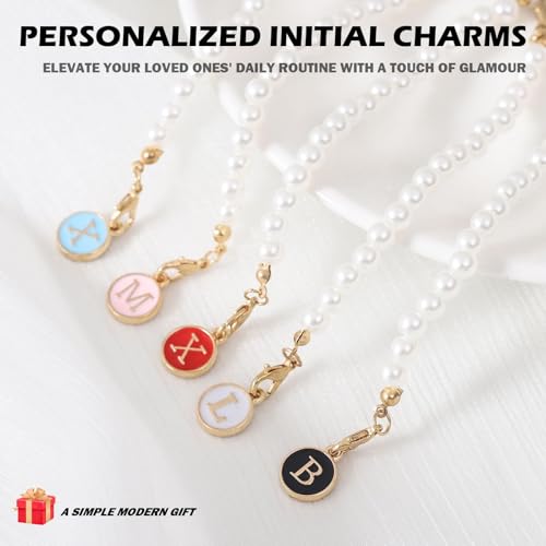 Image of Letter Charm for Stanley Cup,Pearl Chain Accessories Stanley Cup Initial Charms for Handle Stuff Decor Water Bottle Jewelry Tumbler Cute Personalized Name ID Decorations Purple Tag S