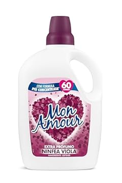 MON AMOUR - Ammorbidente Lavatrice Ninfea Viola, Formula più Concentrata per più Profumo e più Lavaggi per Biancheria e Bucato Morbido e Fresco, Dermatologicamente Testato, 1 Flacone 3L (60 Lavaggi)