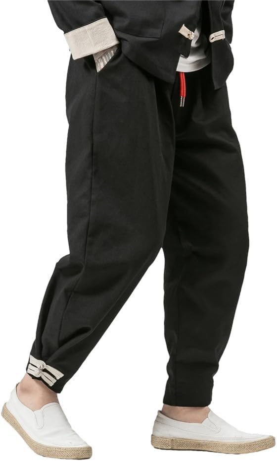 Men Chinese Style Hanfu Tops Pants Traditional Ethnic Kung Fu Jackets Trousers T-Shirt Oriental Clothing