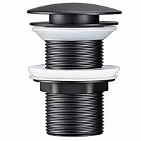 Universal Waschbecken Ablaufgarnitur Ohne überlauf Abflussgarnitur Pop Up Ventil Waschtisch abfluss ventil Click Clack Schwarz Messing & Edelstahl (Ohne Überlauf)