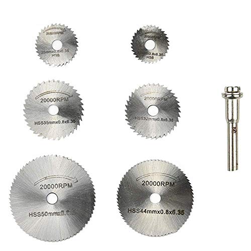 HunterBee 7pcs HSS Circular Saw Blades - High Speed Steel Saw Disc Wheel Cutting Blades with Mandrel//For Woodworking Cutting Carving Discs