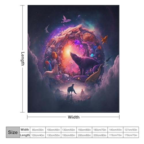 Couverture monde animal 180x200 cm douce et chaude pour lit et canapé