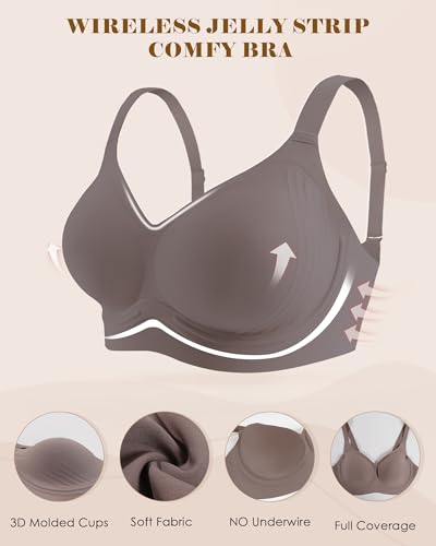 Image of Wireless Bras for Women Soft Support Seamless Bras V Neck Comfort Push Up Bralettes No Underwire Bras