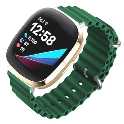 Image of YODI Watch Band Compatible with Fitbit Versa 4 / Fit bit Versa 3 / Fitbit Sense /Sense 2 Band, Soft Replacement Silicone Wristband for Women Flexible Waterproof Sport Watch Strap for Men Large