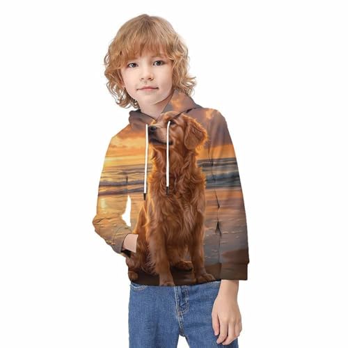 Sweat à capuche ado imprimé 3D chien idéal pour le collège
