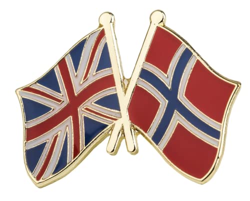 United Kingdom & Norway Friendship National Flag Enamel Metal Pin Badge – 2.4 x 1.9 cm – Diplomat Lapel Brooch for Jackets, Backpacks, Hats, and Cultural Accessories