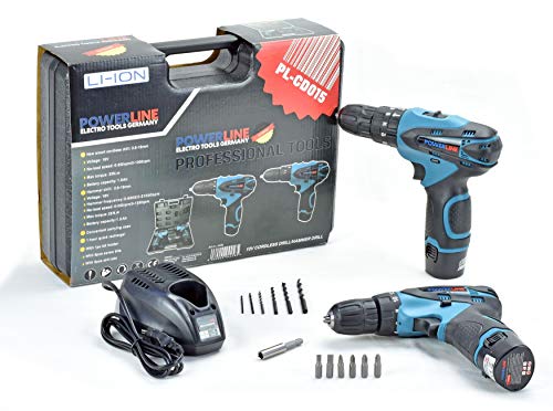 2x Akkuschrauber Bohrschrauber Akkubohrer 2x Li-Ion Akkus 18V 25Nm 2-Gang-Getriebe LED-Arbeitslicht