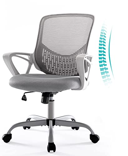 Desk Chair Ergonomic Office Chair, Mid Back Mesh Home Office Chair With Wheels, Breathable Swivel Computer Chair With Lumbar Support & Armrests #TOP9