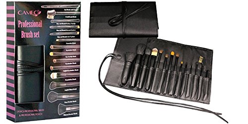 14pc Professional Makeup Brush Set - Cameo Cosmetics Makeup Brushes and Tools Set with Professional Black Pouch, Perfect As a Brushes and Applicators Gift Set, Made with Goat, Horse & Nylon Hair