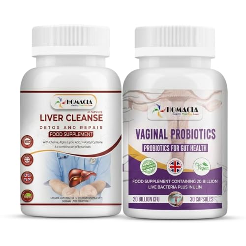 Homacia Liver Cleanse & Vaginal Probiotics Bundle | Supports Liver Detox, Gut & Intimate Health | Choline, Alpha Lipoic Acid & Live Cultures | 60 + 30 Capsules