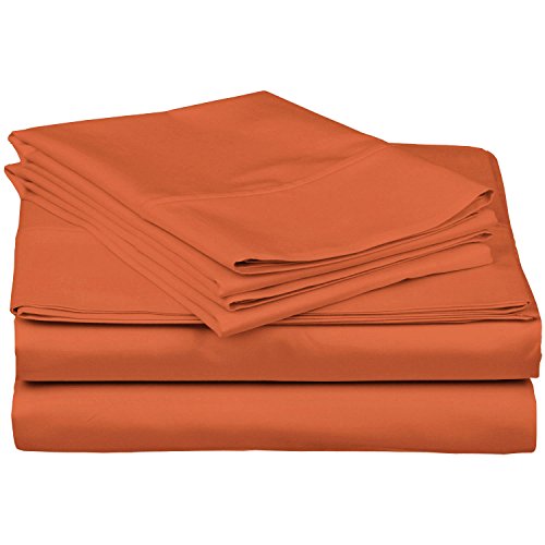 Superior Juego de sábanas Dobles de algodón Peinado 100 300 Hilos. con Bolsillo de Ajuste Profundo y Suave. Juego de sábanas de 3 Piezas Dobles, Color Negro, Pumpkin, Matrimonio